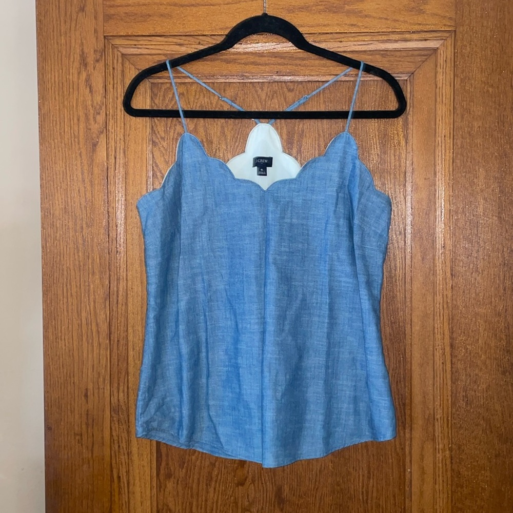 NWT JCrew Factory chambray scalloped cami tank; Sz 6; style ay480